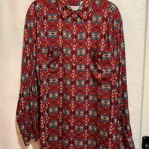 VTG ELIZABETH SHIRT SZ 16 AZTEC/SOUTHWEST PRINT